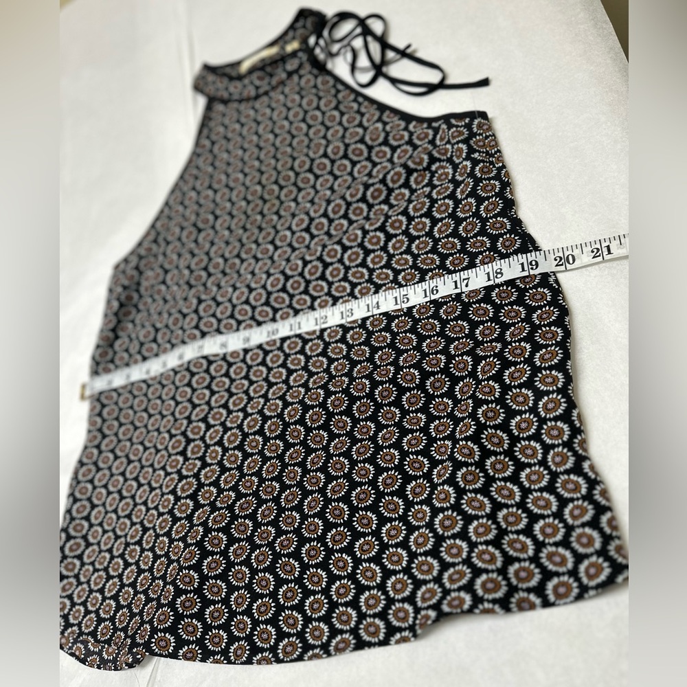 🌼A.L.C. Black w/Floral Print Silk Tie-Neck Sleeveless Blouse/Top 🌼 - Picture 5 of 9